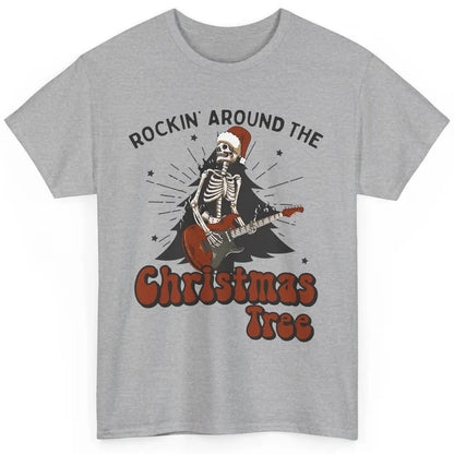 Skeleton Guitar Rocking Around Christmas Tree Western Xmas Classic Unisex T-Shirt