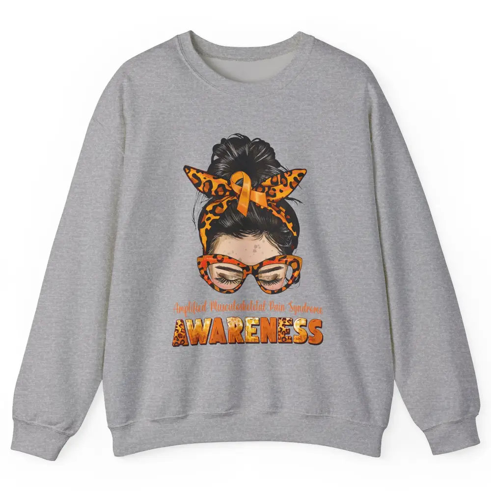 Amplified Musculoskeletal Pain Syndrome Orange Messy Bun Unisex Crewneck Sweatshirt