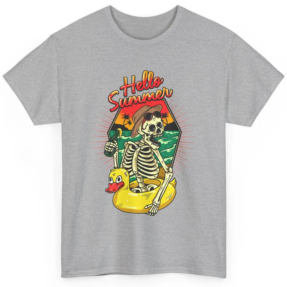 Summer Vibes Skeleton Funny Skeleton On Beach Sunset Classic Unisex T-Shirt