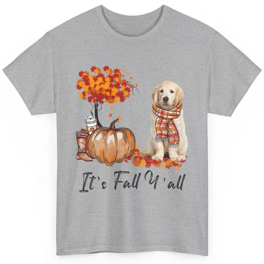 Golden Retriever Pumpkin Happy Fall Yall Autumn Thanksgiving Classic Unisex T-Shirt