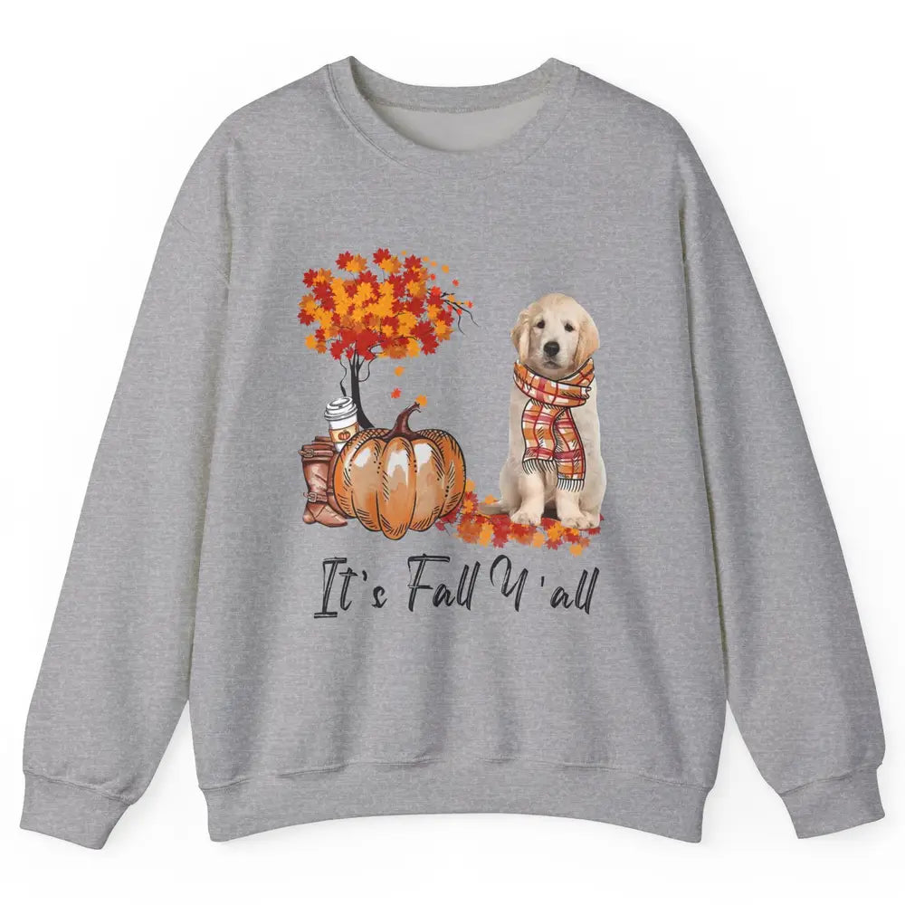 Golden Retriever Pumpkin Happy Fall Yall Autumn Thanksgiving Unisex Crewneck Sweatshirt