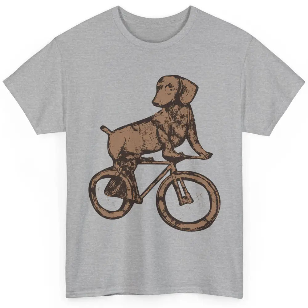 Dachshund On A Bike Funny Dachshund Bicycle Lovers Gift Classic Unisex T-Shirt