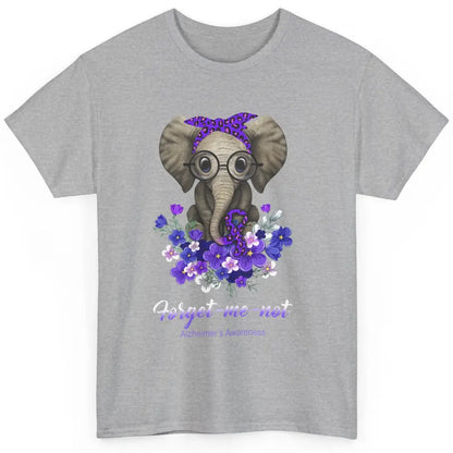 Alzheimer Awareness Purple Ribbon Elephant Forget Me Not Classic Unisex T-Shirt