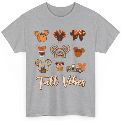 Retro Fall Vibes Pumpkin Turkey Halloween Fall Thanksgiving Classic Unisex T-Shirt