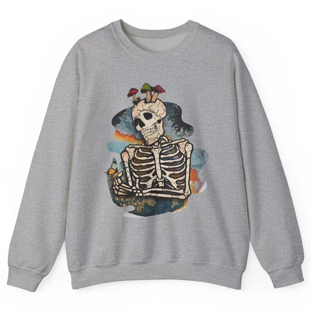 Vintage Skeleton Bundle Mushroom Plant Lovers Gardeners Gift Unisex Crewneck Sweatshirt