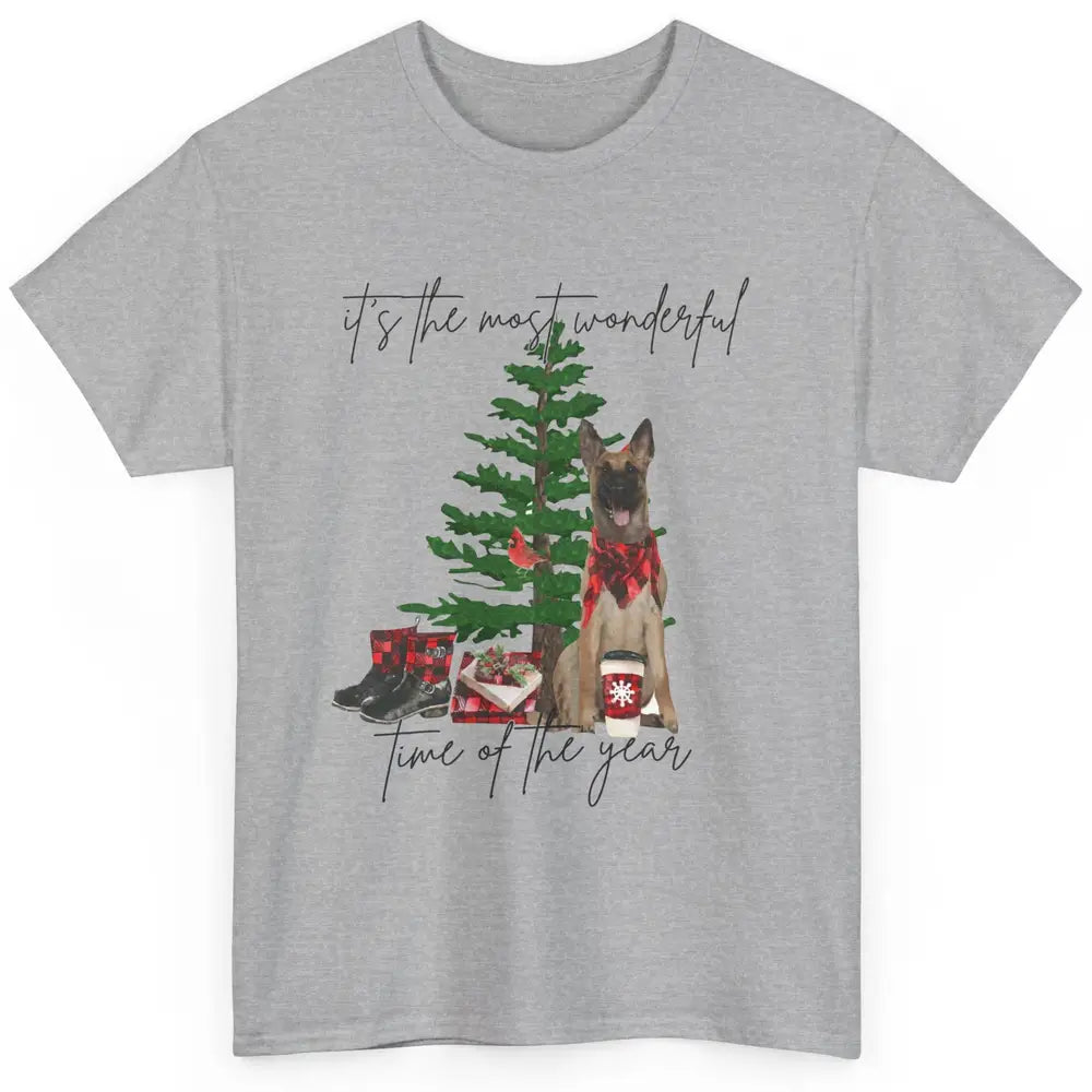 Belgian Malinois Christmas Tree Most Wonderful Time Of Year Classic Unisex T-Shirt