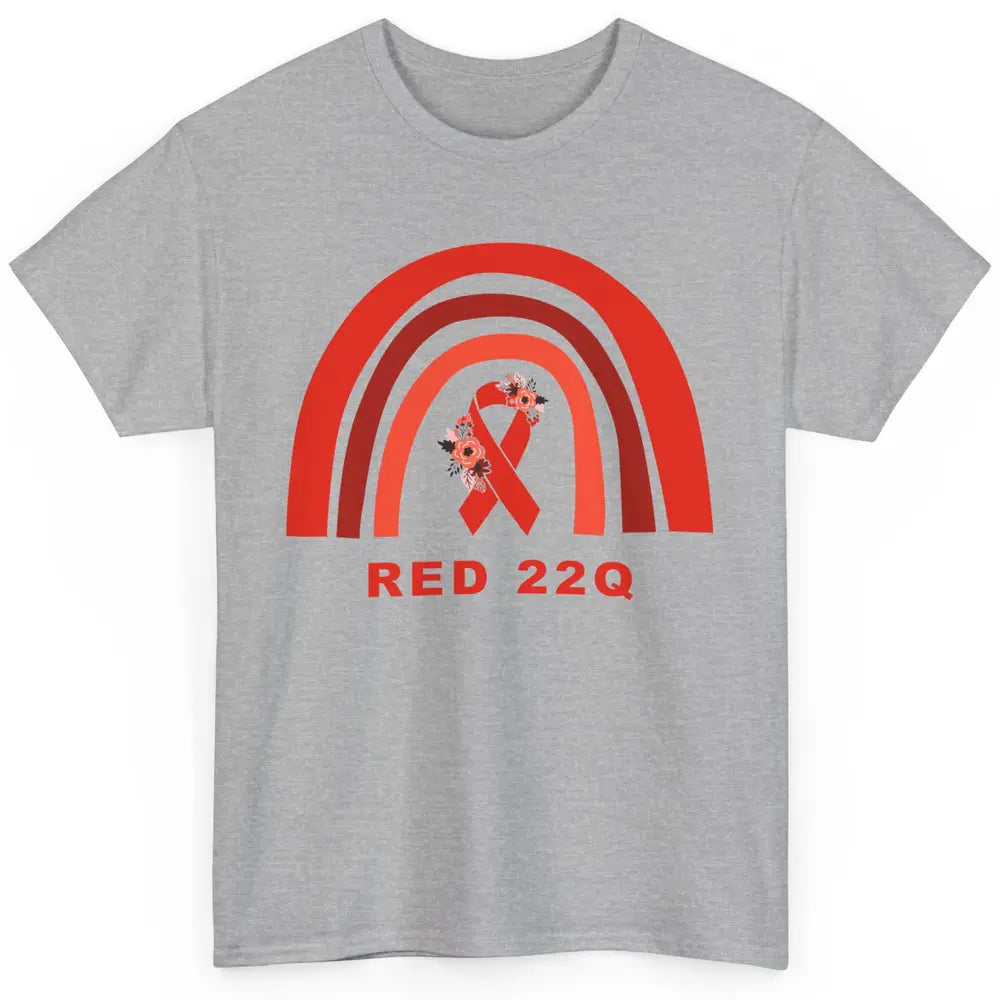 22Q Deletion/DiGeorge Syndrome Awareness Floral Red Rainbow Classic Unisex T-Shirt