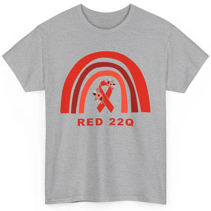 22Q Deletion/DiGeorge Syndrome Awareness Floral Red Rainbow Classic Unisex T-Shirt