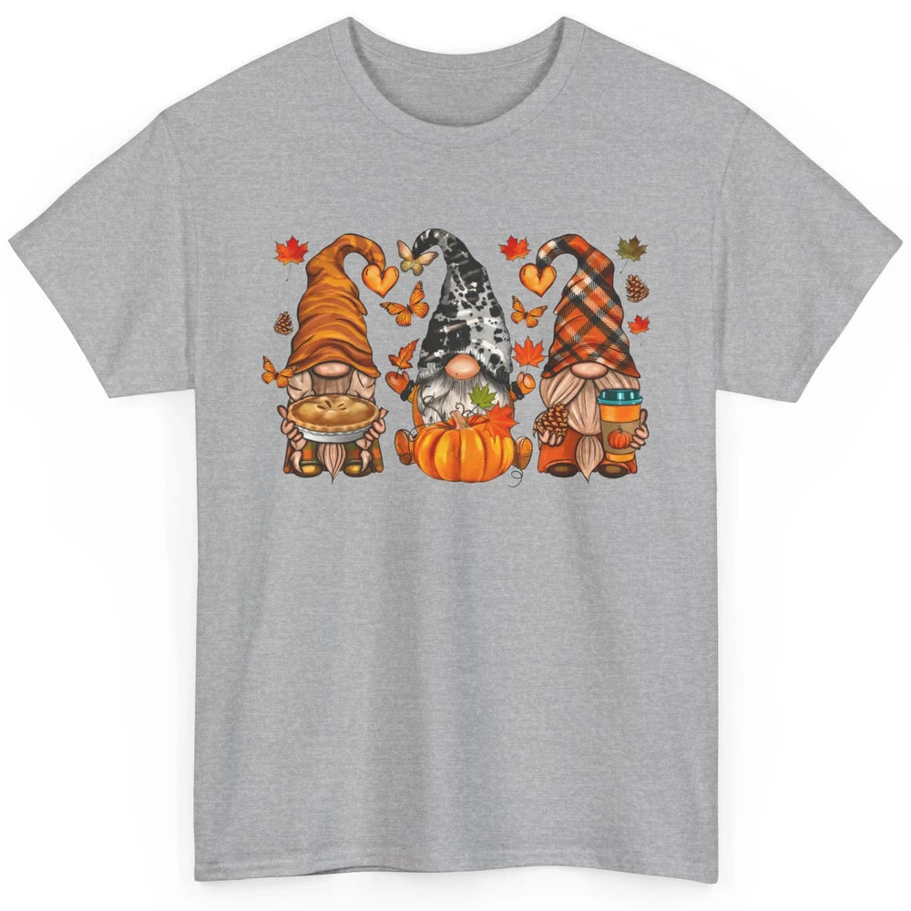 Retro Fall Gnomies Pumpkin Falling Leaves Thanksgiving Gnome Classic Unisex T-Shirt