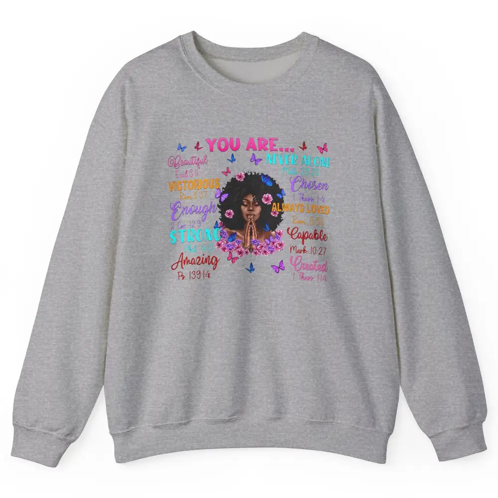 Afro Women Christian God Says I Am Bible Verse Religious Unisex Crewneck Sweatshirt