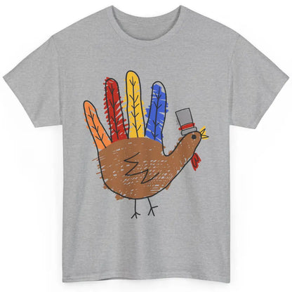 Thanksgiving Hand Turkey Funny Thanksgiving Teacher Thankful Classic Unisex T-Shirt