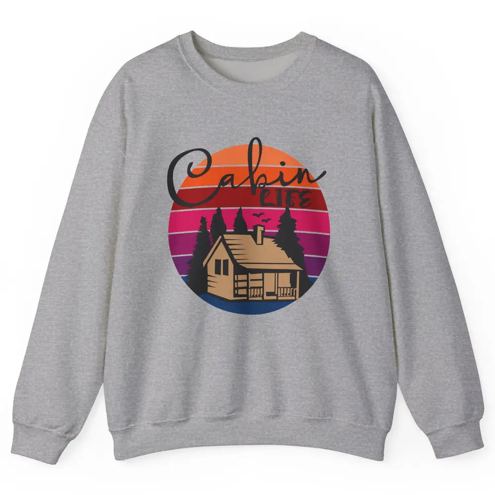 Cabin Life Vintage Cabin Camping Northern Lakes Outdoor Life Unisex Crewneck Sweatshirt