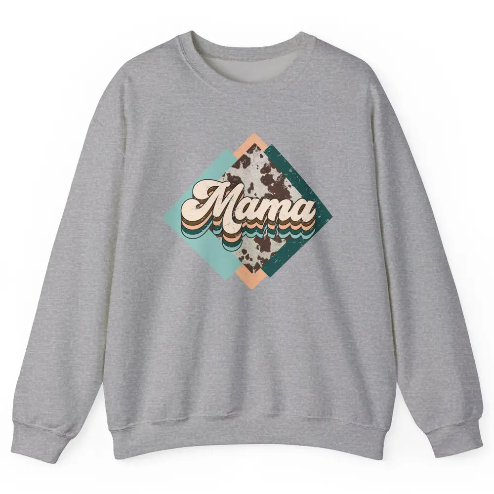 Western Country Boho Mama Cowhide Turquoise Western Mama Unisex Crewneck Sweatshirt