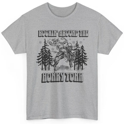 Cowboy Rocking Around The Honky Tonk Christmas Tree Western Classic Unisex T-Shirt