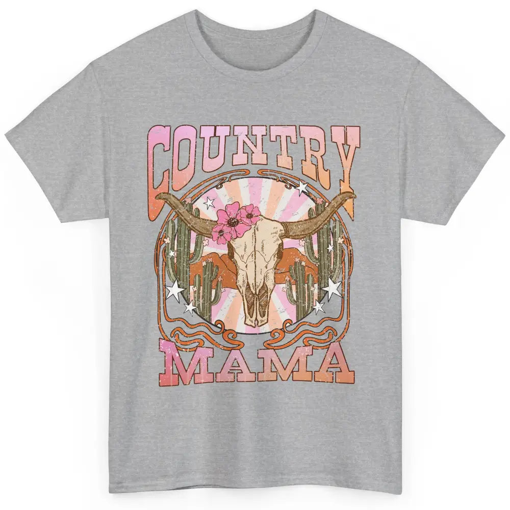 Desert Boho Bull Skull Country Mama Western Country Cowgirl Classic Unisex T-Shirt