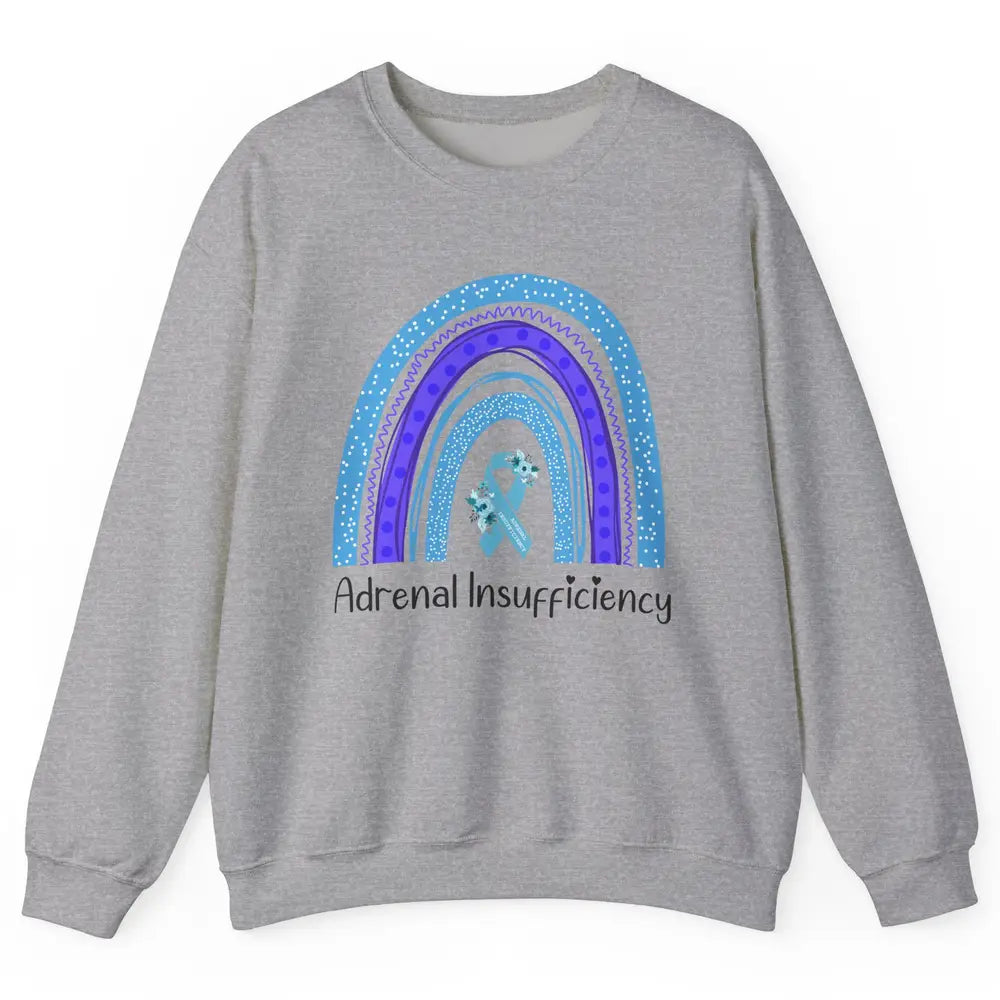 Adrenal Insufficiency Awareness Floral Light Blue Ribbon Unisex Crewneck Sweatshirt