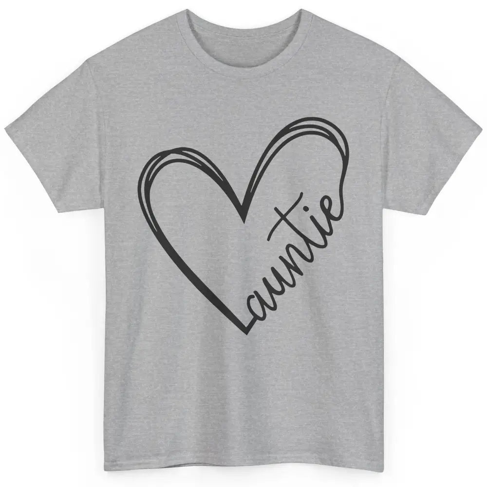 Cute Love Auntie Heart Typography Aunt Life Minimal Half Mom Classic Unisex T-Shirt