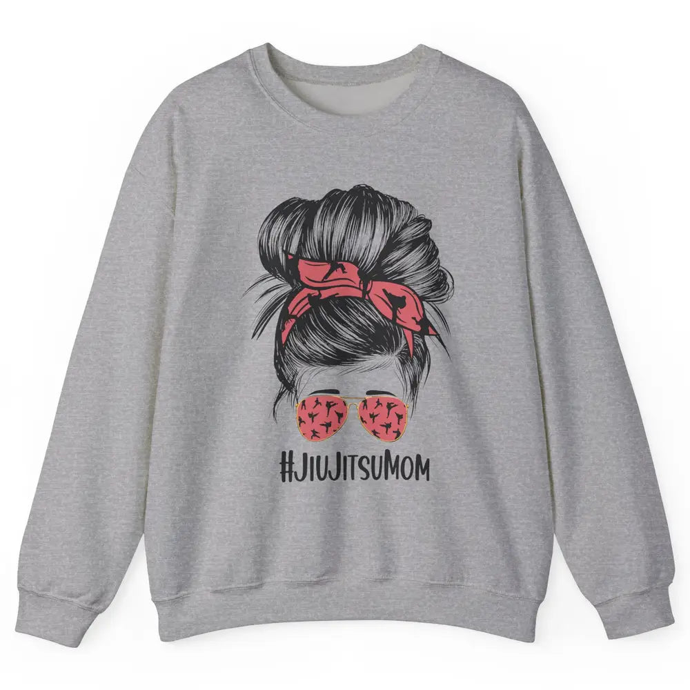 Vintage Messy Bun Jiu Jitsu Mom Life Taekwondo Martial Art Unisex Crewneck Sweatshirt