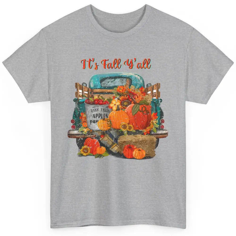 Retro Pumpkin Truck Sunflower Western Pumpkin Season Fall Classic Unisex T-Shirt