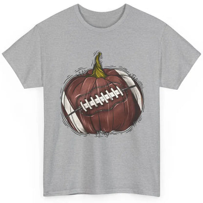 Football Pumpkin Tis The Season Fall Leaves Autumn Halloween Classic Unisex T-Shirt