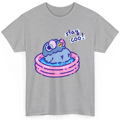 Cute Stay Coo Pigeon Swimming Pink Pool Bird Lover Kawaii Classic Unisex T-Shirt