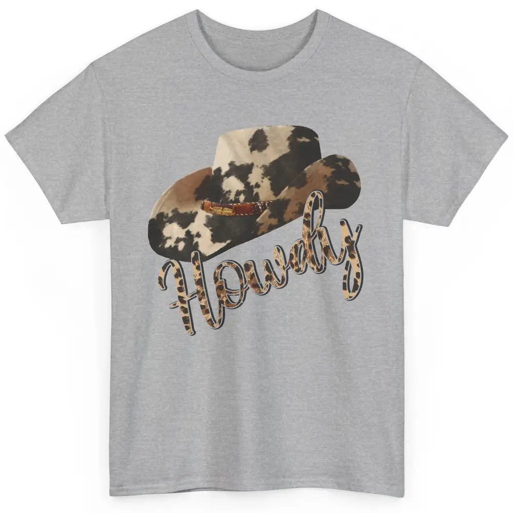 Vintage Leopard Cowboy Hat Howdy Western Country Cowgirls Classic Unisex T-Shirt