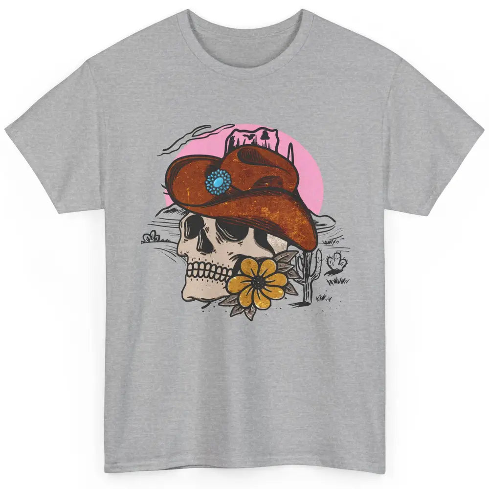 Skull Desert Cactus Cowboy Gemstone Hat Western Country Girl Classic Unisex T-Shirt