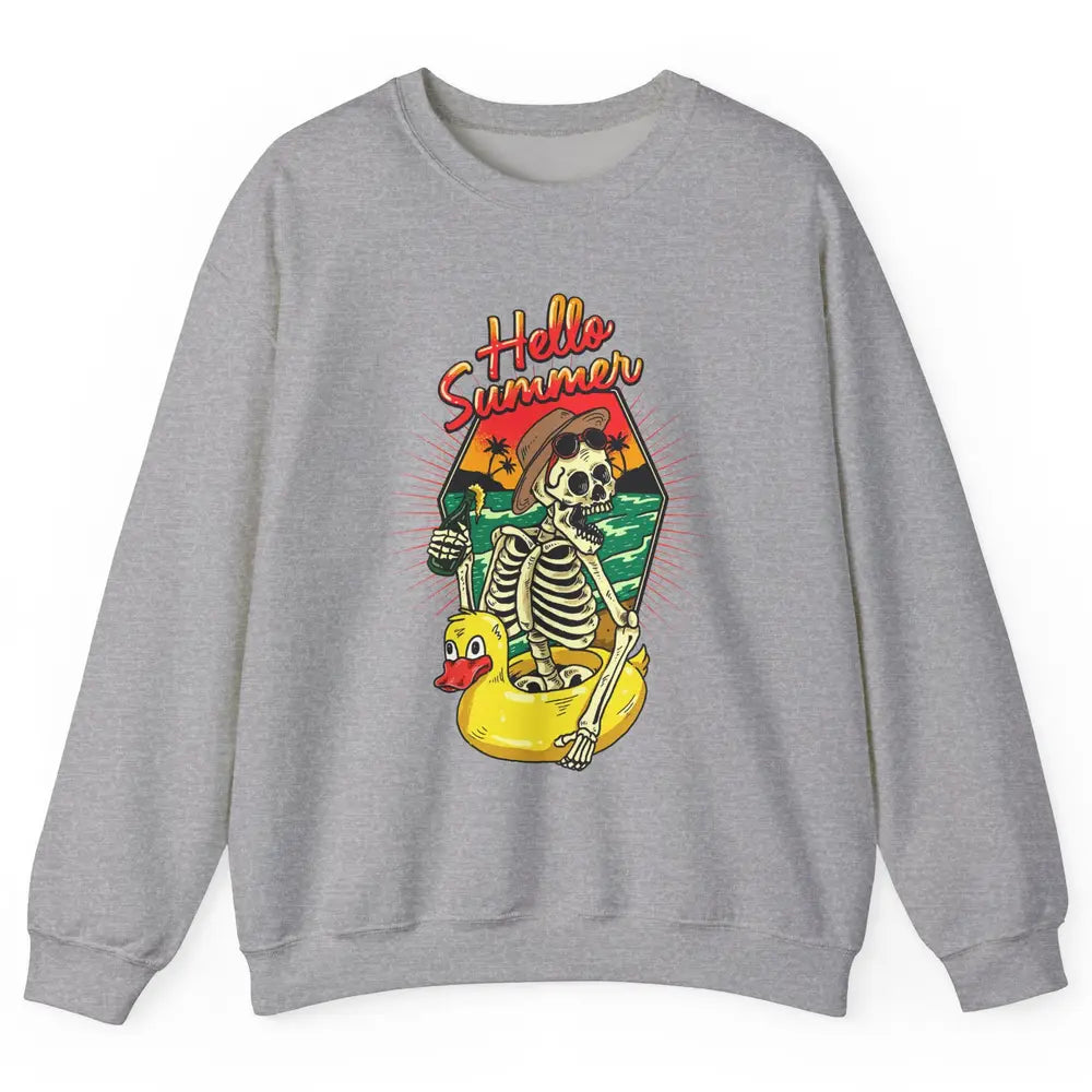 Summer Vibes Skeleton Funny Skeleton On Beach Sunset Unisex Crewneck Sweatshirt