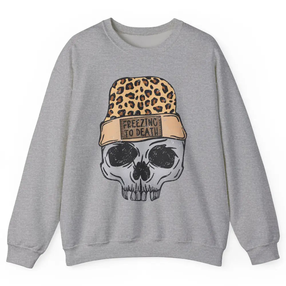 Funny Leopard Skull Freezing To Death Funny Christmas Winter Unisex Crewneck Sweatshirt