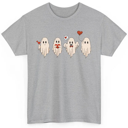 Cute Ghost Valentines Red Heart Spooky Valentine's Day Classic Unisex T-Shirt