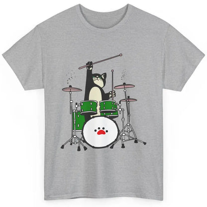 Funny Black Cat Playing Drum Drummer Kitten Musician Song Classic Unisex T-Shirt