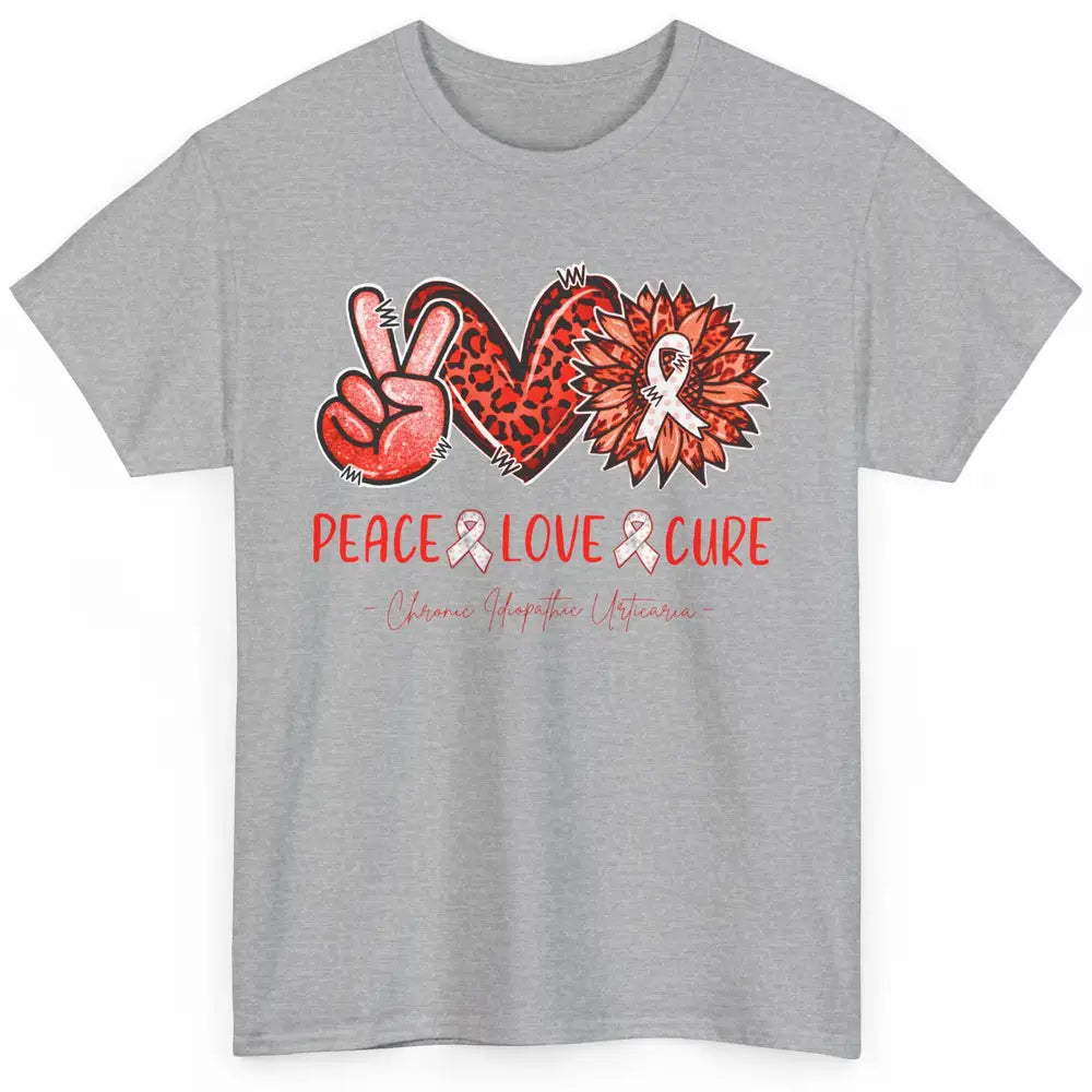 Chronic Idiopathic Urticaria CIU Peace Love Cure Sunflower Classic Unisex T-Shirt