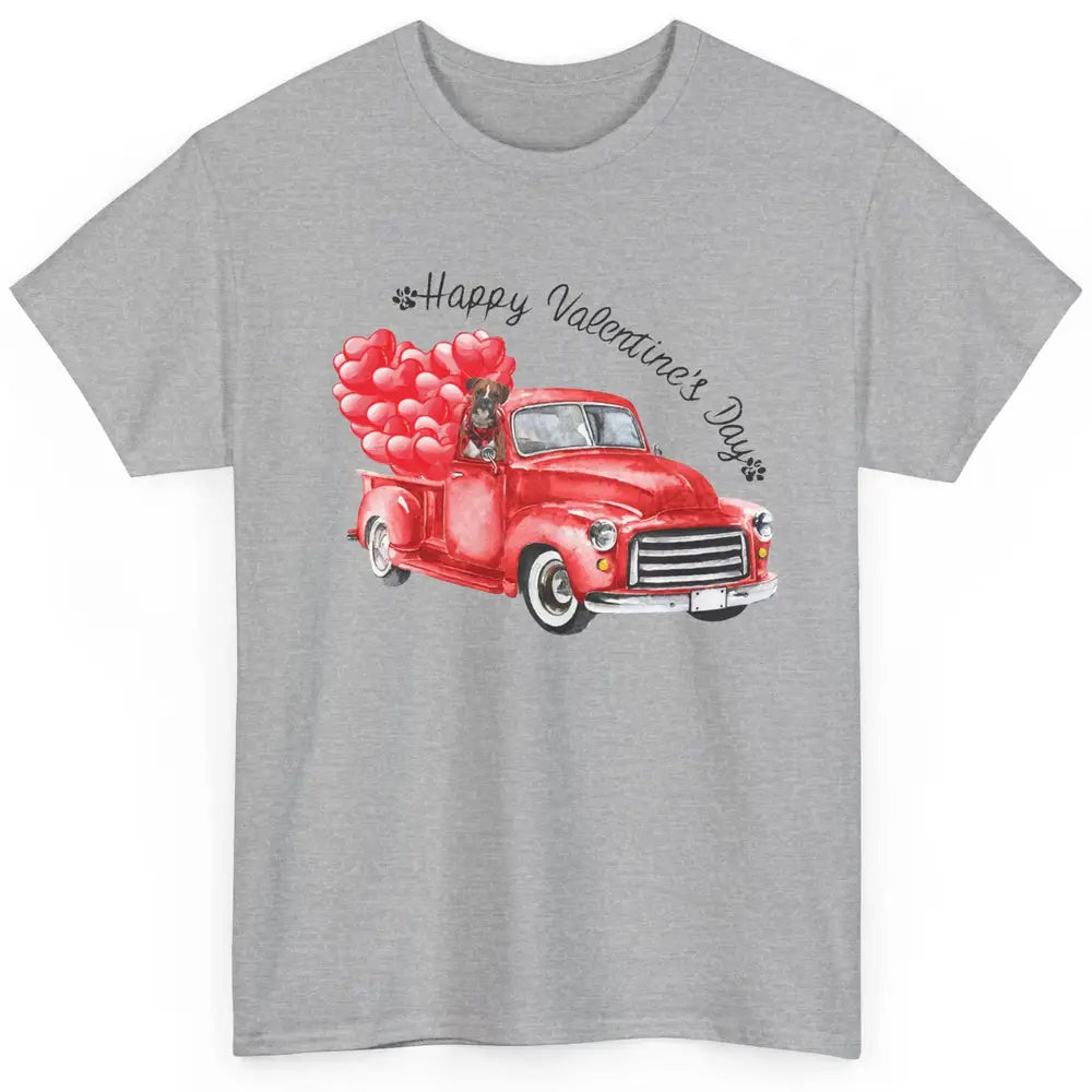 Boxer On Heart Truck Happy Valentines Day Boxer Dog Lovers Classic Unisex T-Shirt