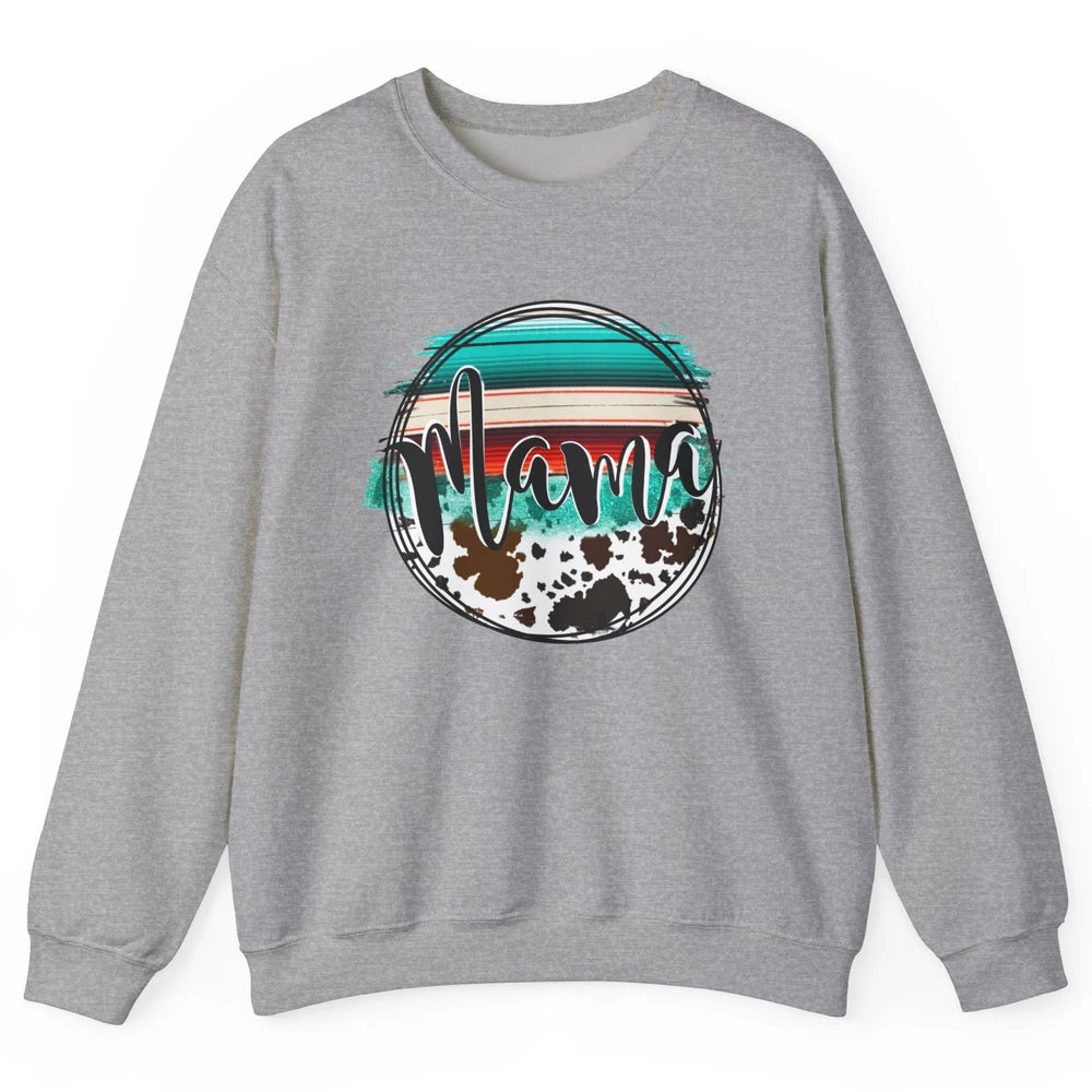 Western Country Boho Mama Cowhide Turquoise Western Mama Unisex Crewneck Sweatshirt