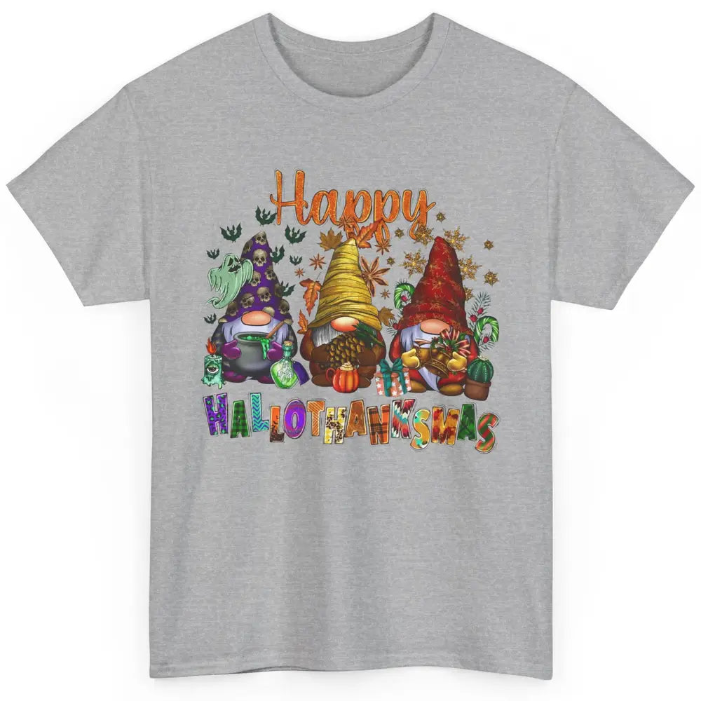 Funny Gnomes Happy Hallo-thank-mas Fall Pumpkin Thanksgiving Classic Unisex T-Shirt