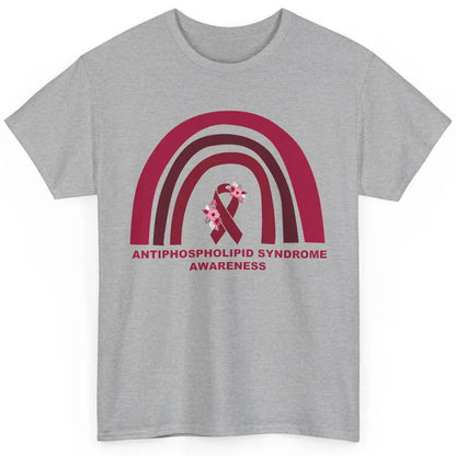 Antiphospholipid Syndrome Awareness APS Burgundy Rainbow Classic Unisex T-Shirt