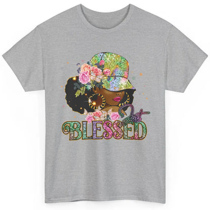 Floral Afro Black Girl Just Blessed Christian Afro American Classic Unisex T-Shirt