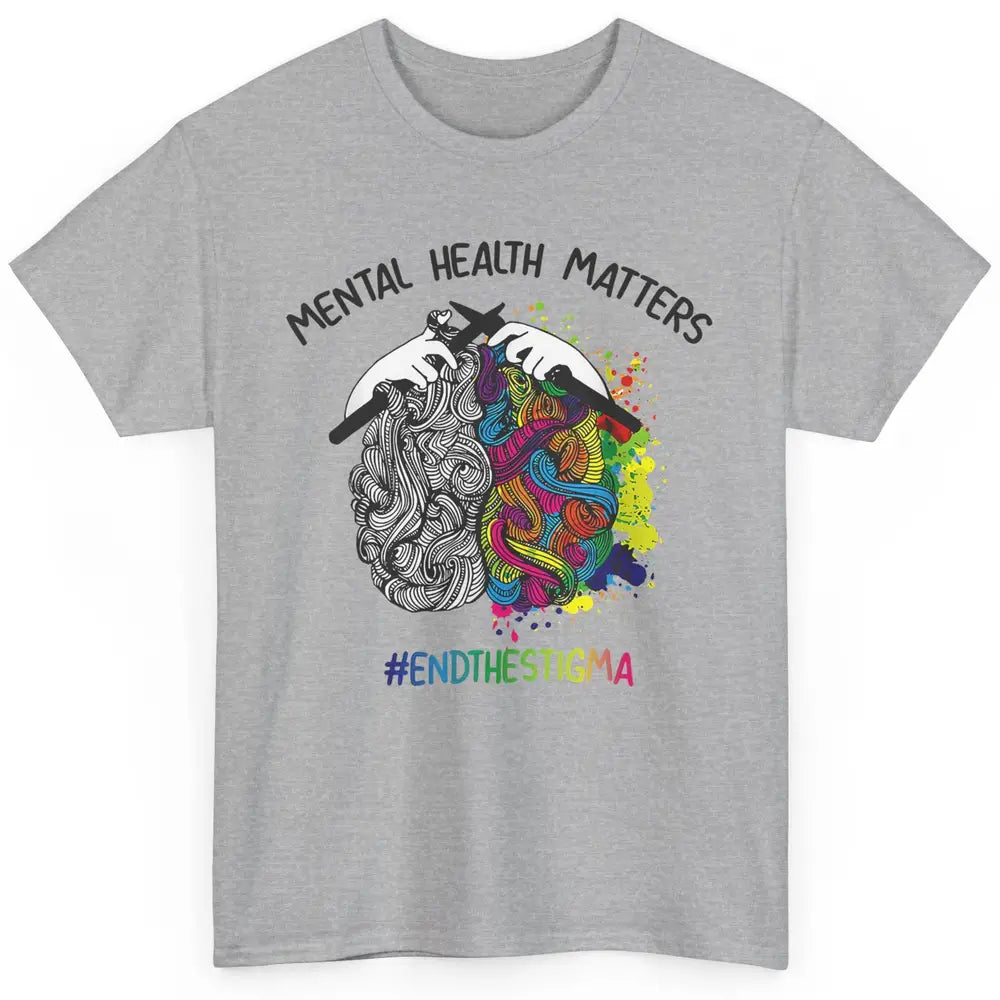 Brain Knitting Mental Health Matters Awareness Crochet Quilt Classic Unisex T-Shirt