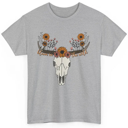 Cow Skull Bloom In The Wild Western Bull Skull Wildfloral Classic Unisex T-Shirt