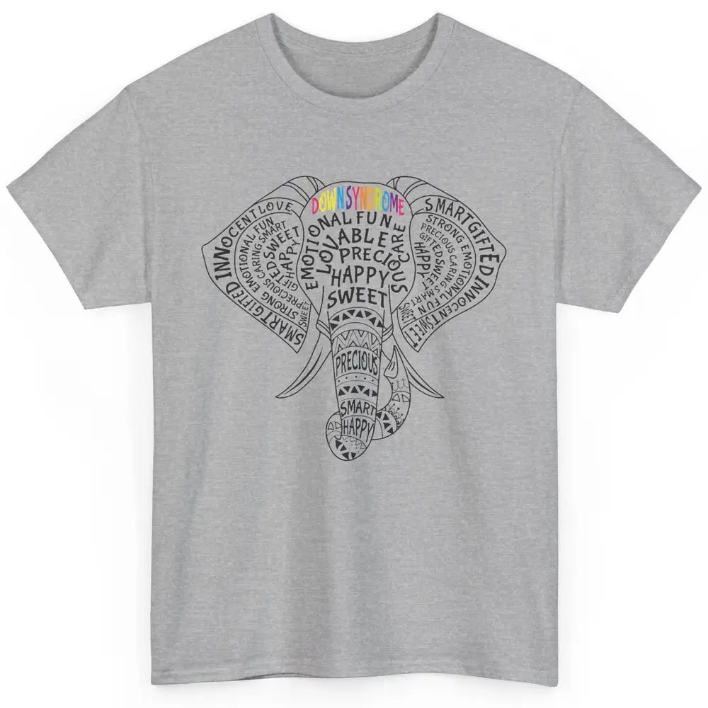 Elephant Down Syndrome Awareness Support Emotional Lovable Classic Unisex T-Shirt