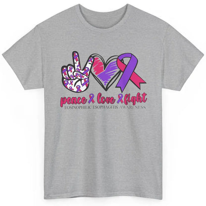 Eosinophilic Esophagitis Awareness Ribbon Peace Love Fight Classic Unisex T-Shirt