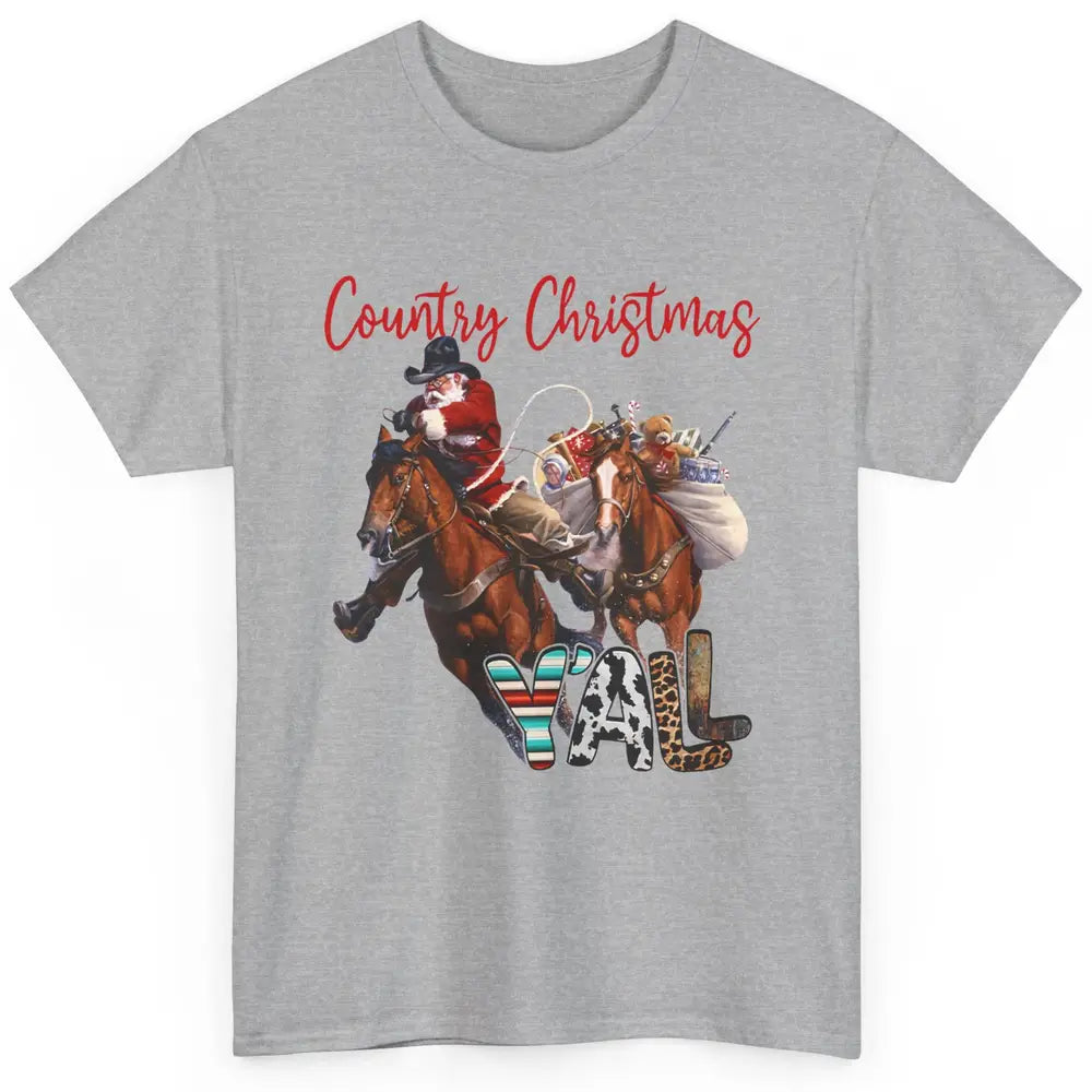 Santa Claus Country Christmas Y'all Western Country Cowboy Classic Unisex T-Shirt