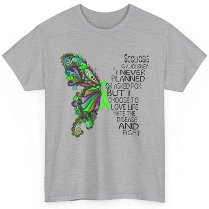 Scoliosis Is A Journey Scoliosis Awareness Butterfly Ribbon Classic Unisex T-Shirt