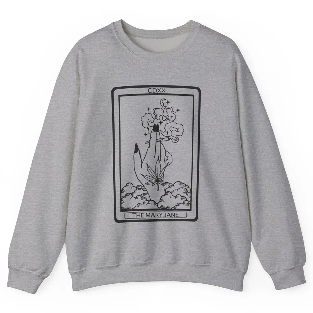 Vintage Weed Mary Jane Tarot Card Weed Smoker Smoking Lady Unisex Crewneck Sweatshirt