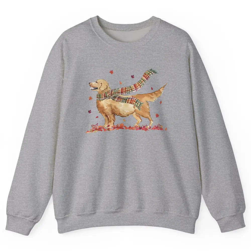 Funny Golden Retriever Autumn Falling Leaves Halloween Fall Unisex Crewneck Sweatshirt