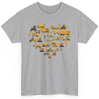 Types Of Construction Excavator Bulldozer Truck Heart Love Classic Unisex T-Shirt