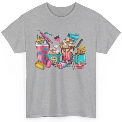 Cute Hairdresser Coffee Cups Hairstylist Life Scissors Boho Classic Unisex T-Shirt