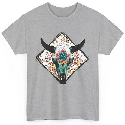 Aztec Heifer Steer Cow Skull Cowboy Gemstone Leopard Vintage Classic Unisex T-Shirt