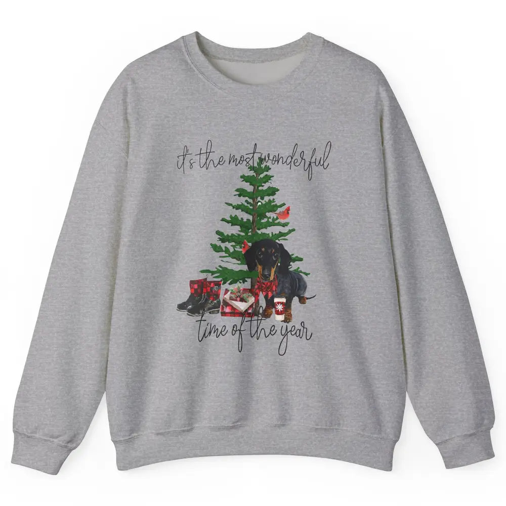 Dachshund Christmas Tree The Most Wonderful Time Of The Year Unisex Crewneck Sweatshirt