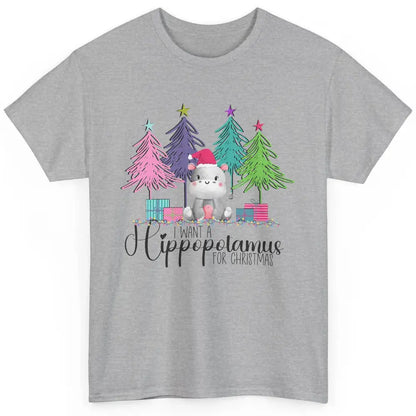 I Want A Hippopotamus For Christmas Tree Hippo Doodle Draw Classic Unisex T-Shirt